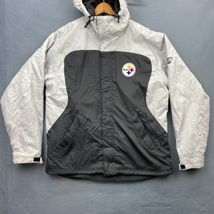 Pittsburgh Steelers Fleece Lined Jacket Men's Medium Gray Reebok Coat